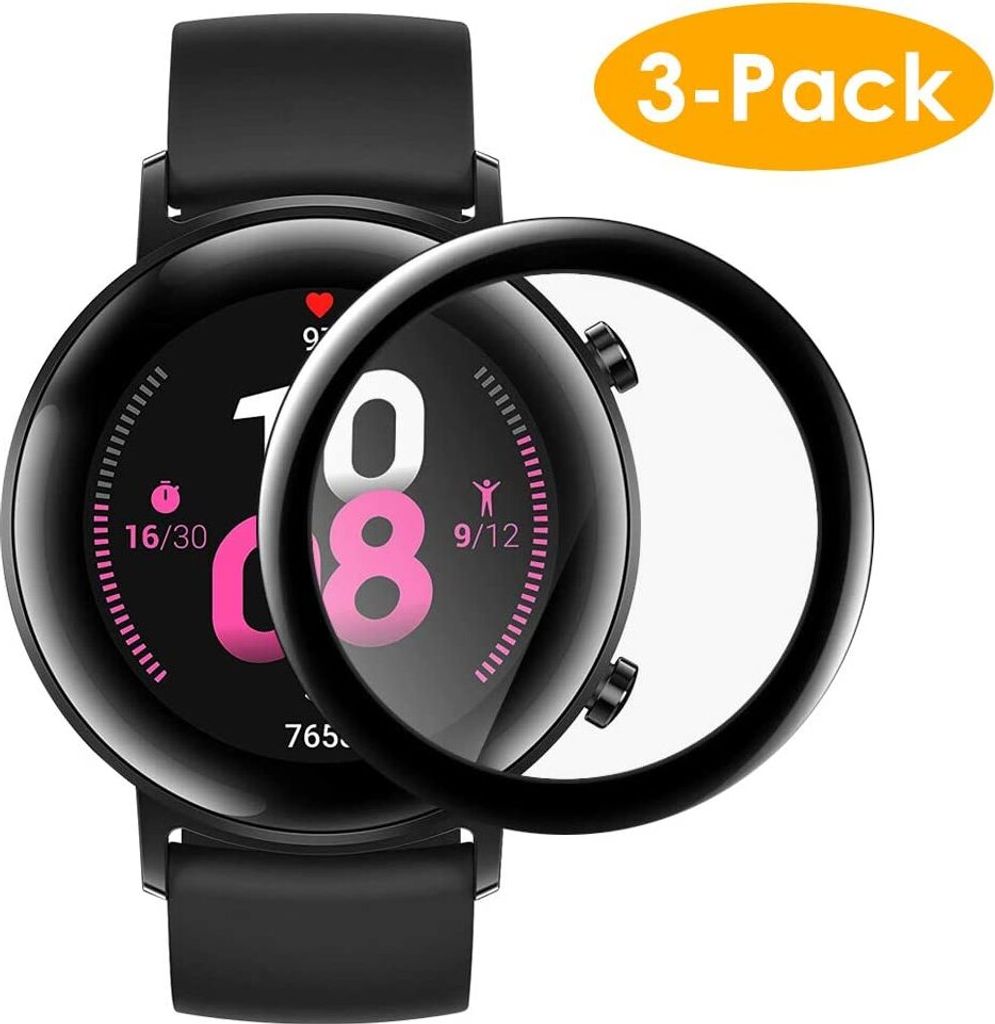 3X 3D Schutztglas Glasfolie für Huawei Watch GT2 42 mm Produktbild 