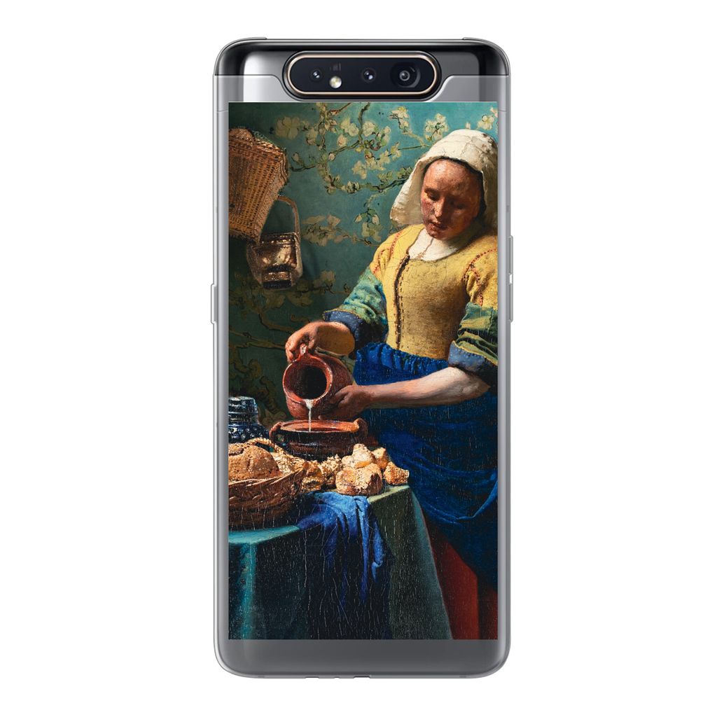 MuchoWow Handyhülle Schutzhülle Hülle für Samsung Galaxy A80 Milchmädchen - Mandelblüte - Alte Meister Silikon Softcase Handy Hülle - Schu...