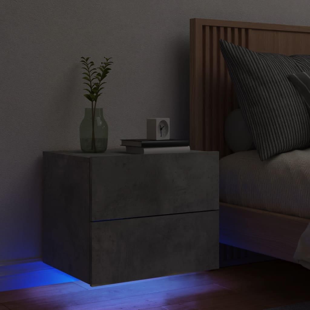 vidaXL Wand-Nachttisch mit LED-Leuchten Betongrau Produktbild 