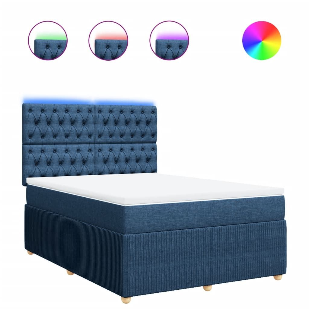 Best Möbel Boxspringbett mit Matratze - modernes Design - Blau 140x200 cm Stoff - Doppelbett A3294392