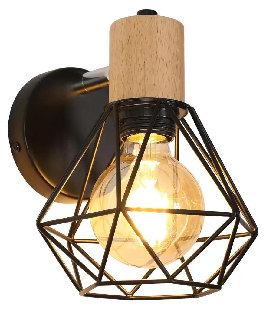 Applique Murale Vintage Douille E27 Métal Noir 220V Fixation Intérieure