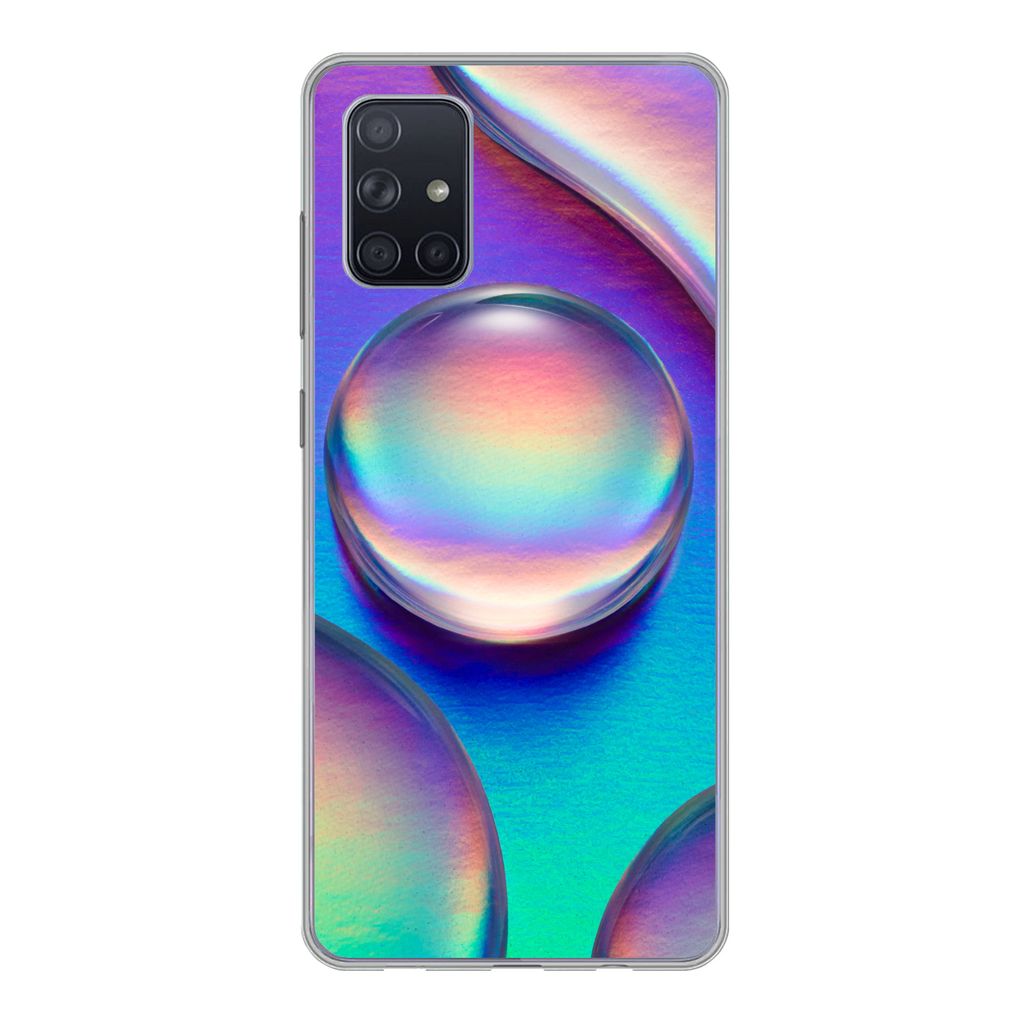 MuchoWow Handyhülle Schutzhülle Hülle für Samsung Galaxy A51 Wasser - Regenbogen - Abstrakt Silikon Softcase Handy Hülle - Schutzabdeckung