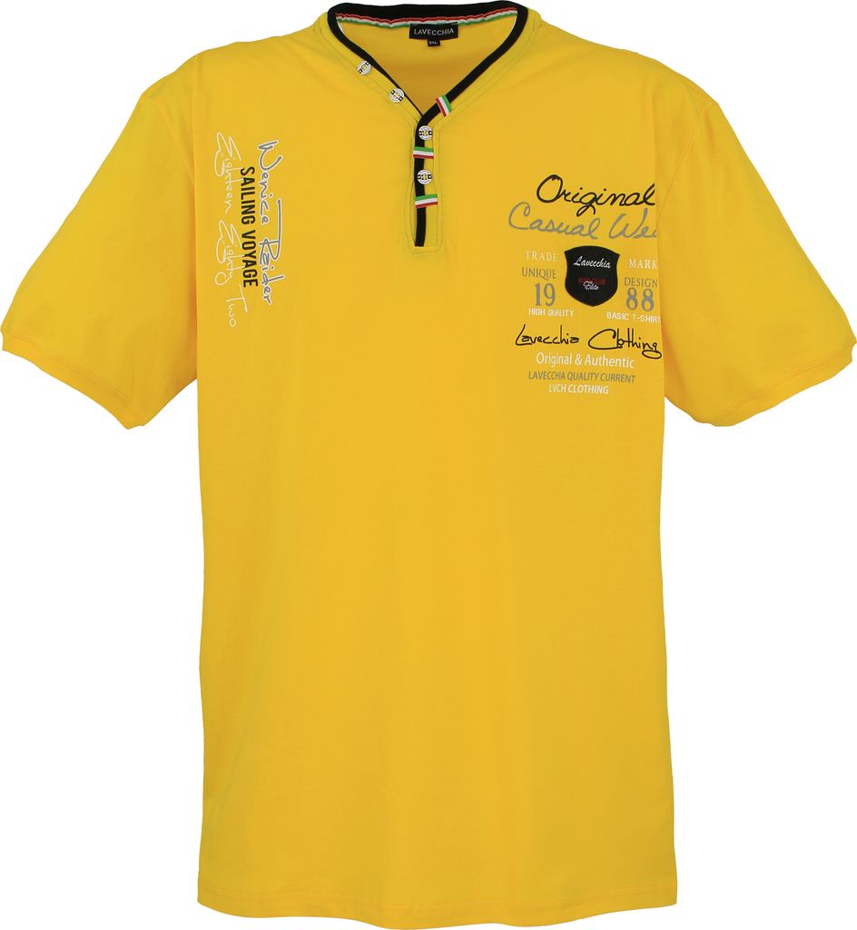 Übergrössen Hippes T-Shirt Kurzarm LAVECCHIA 2042 Gelb 3XL