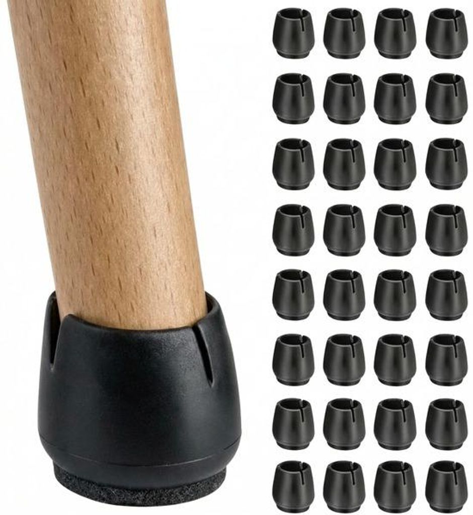 JustValue Stuhlbeinschoner – 32 Stück – Ø 12-16 mm – Rund – Produktbild 