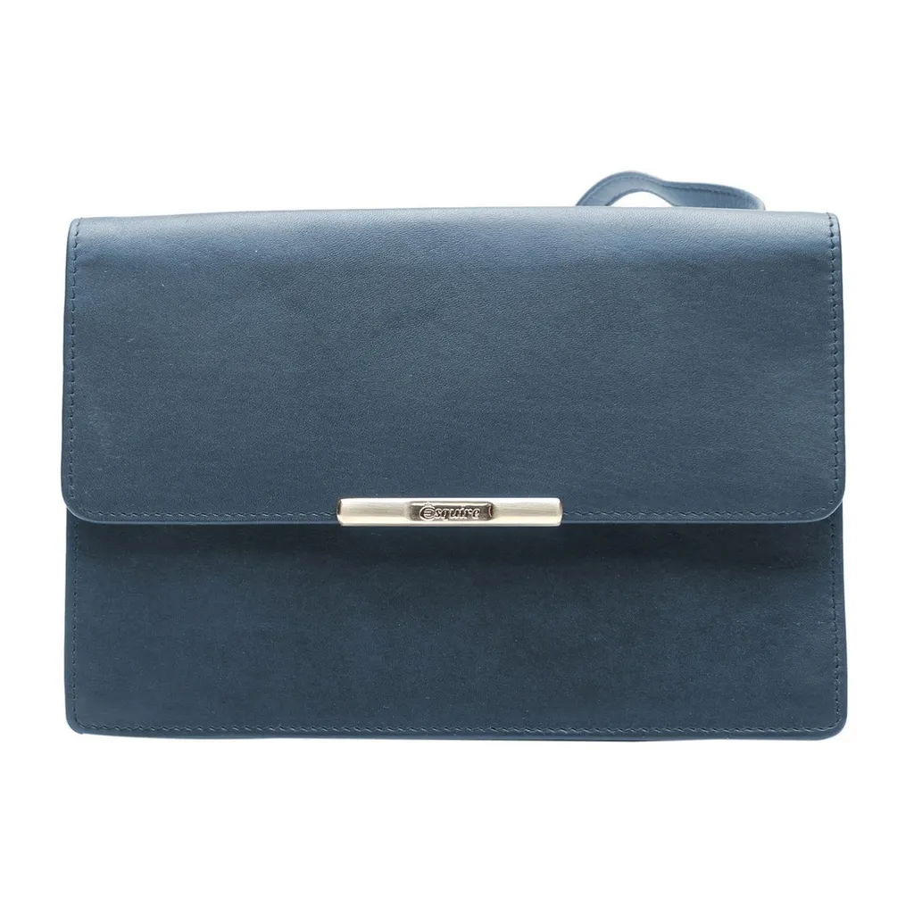 Sac bandoulière Helena Small Esquire en cuir bleu marine haute qualité
