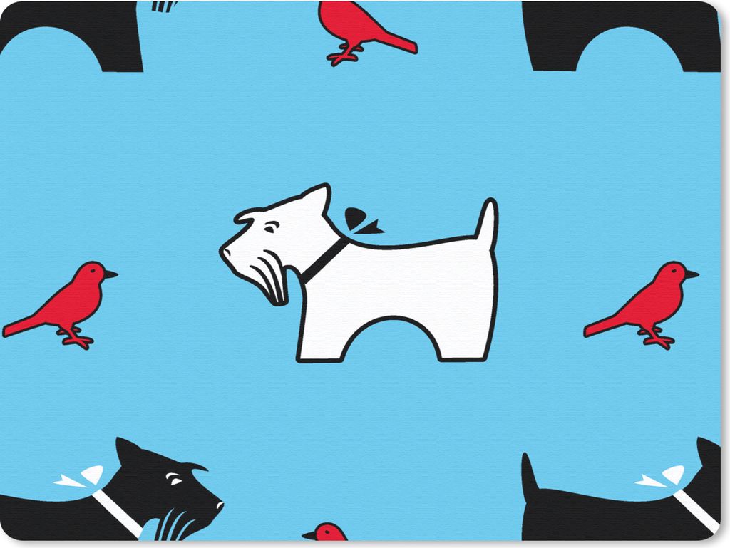 MuchoWow Mauspad Mousepad Hund - Vogel - Tiere - Muster - Kinder 40x30 cm - Mousepads - Maus Mat - Pad - Mausunterlage - Anti Rutsch