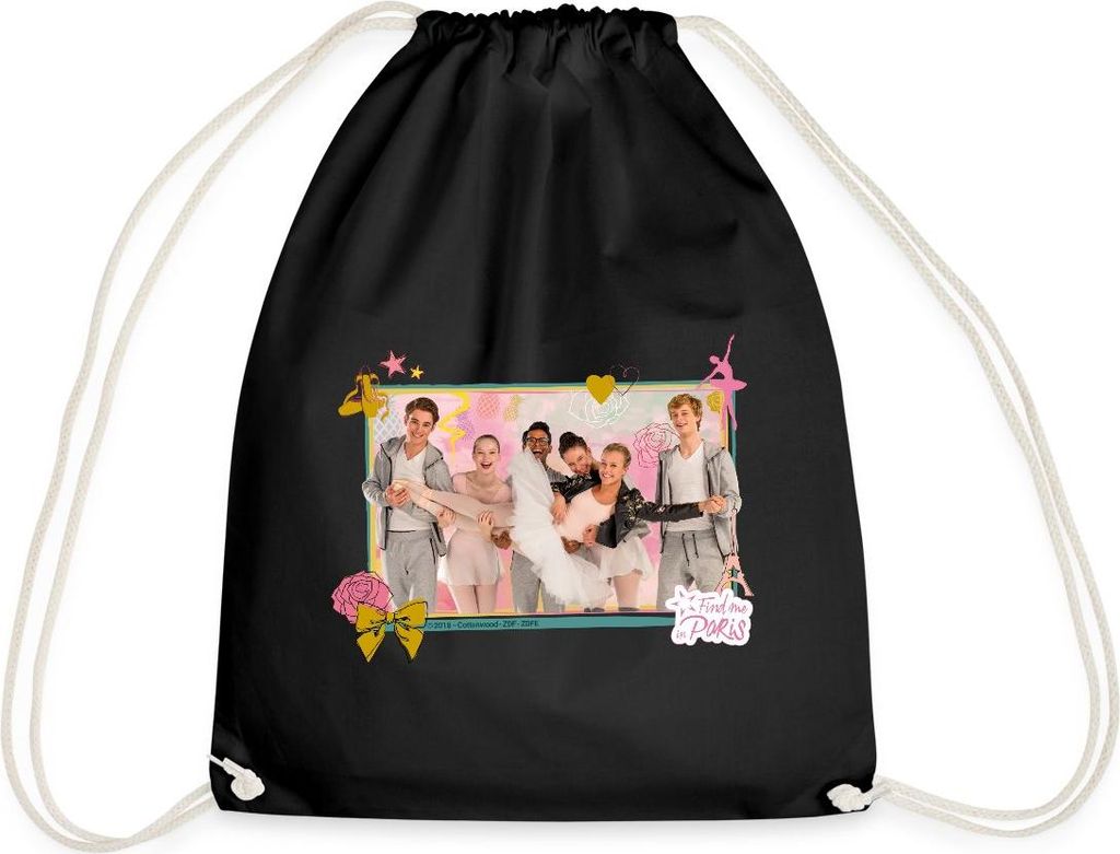 Spreadshirt Find me in Paris Charaktere Turnbeutel, One size, Schwarz