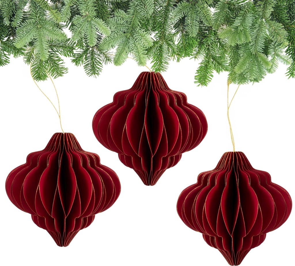 Weihnachtsdeko Ornamente zum Aufhängen Rot 3er Set