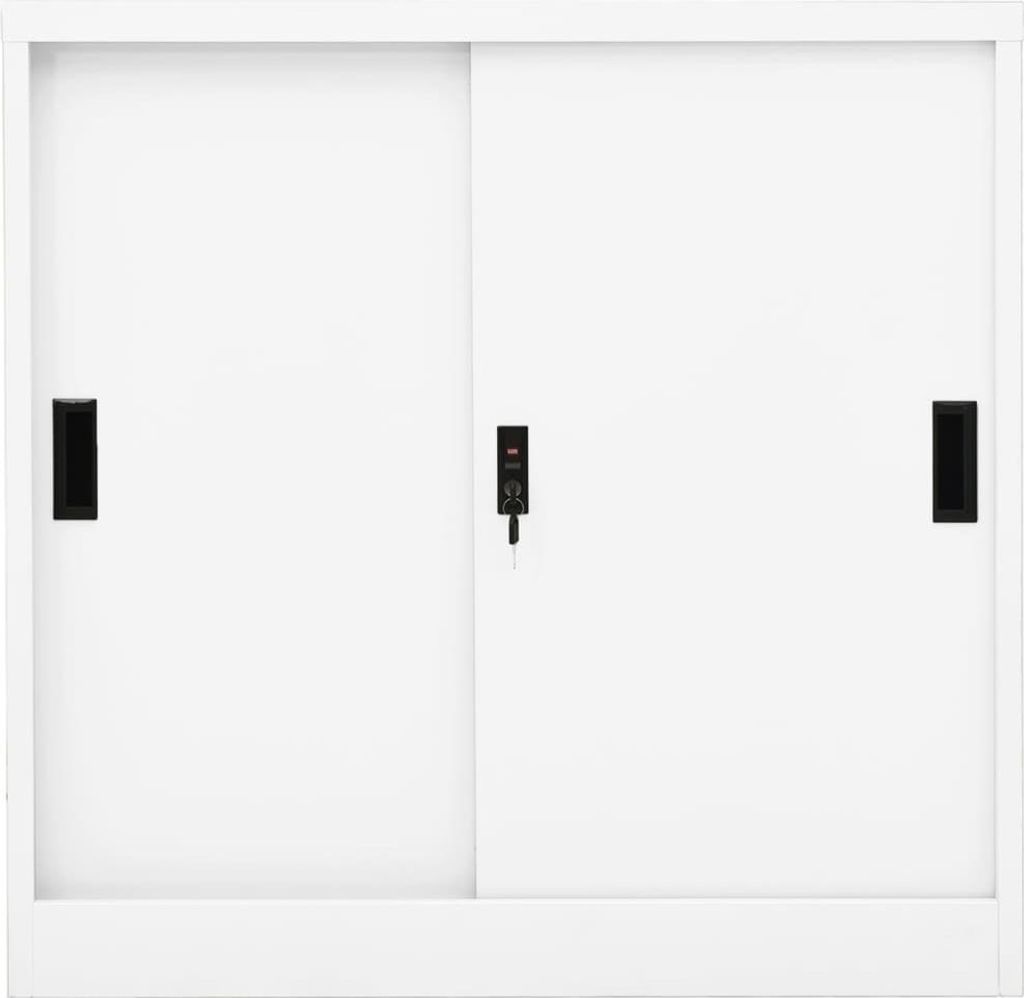 vidaXL Büroschrank mit Schiebetür Weiß 90x40x90 cm Stahl