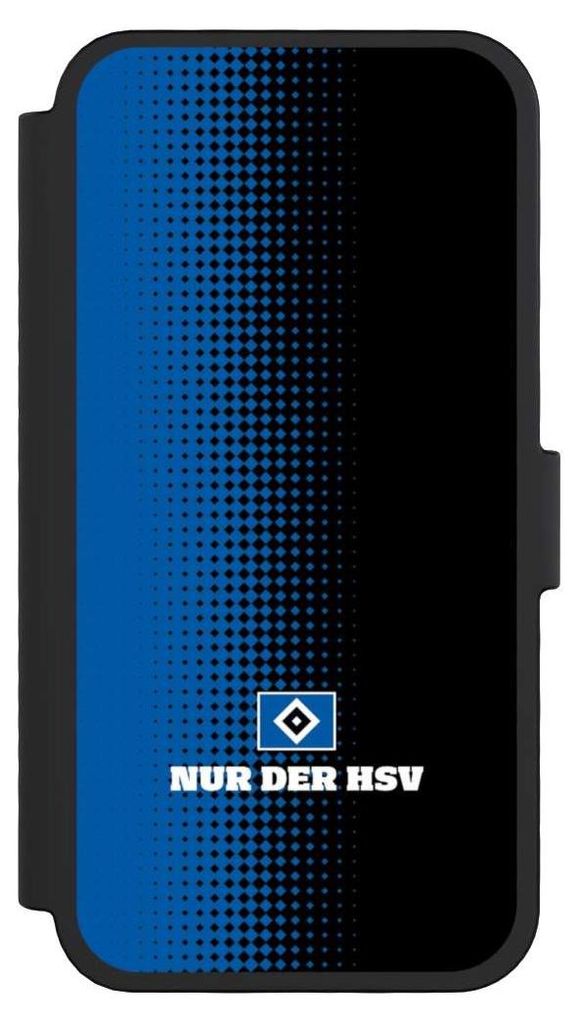 NIVOCASE Klapphülle für Apple iPhone 16 Pro Handyhülle aus Kunst Leder NIVOflip schwarz HSV Logo Offizielles Lizenzprodukt