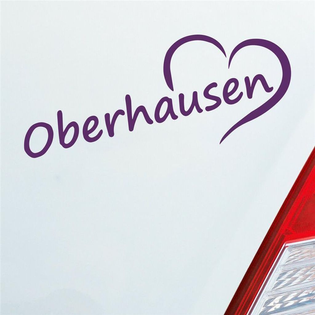 Auto Aufkleber Oberhausen Herz Stadt City Liebe Love 20x8 cm Lila Sticker Heckscheibenaufkleber