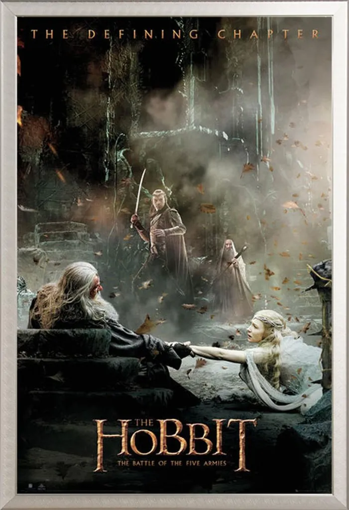 Poster Le Hobbit Aftermath avec Cadre Shinsuke Aluminium et Vitre Acrylique