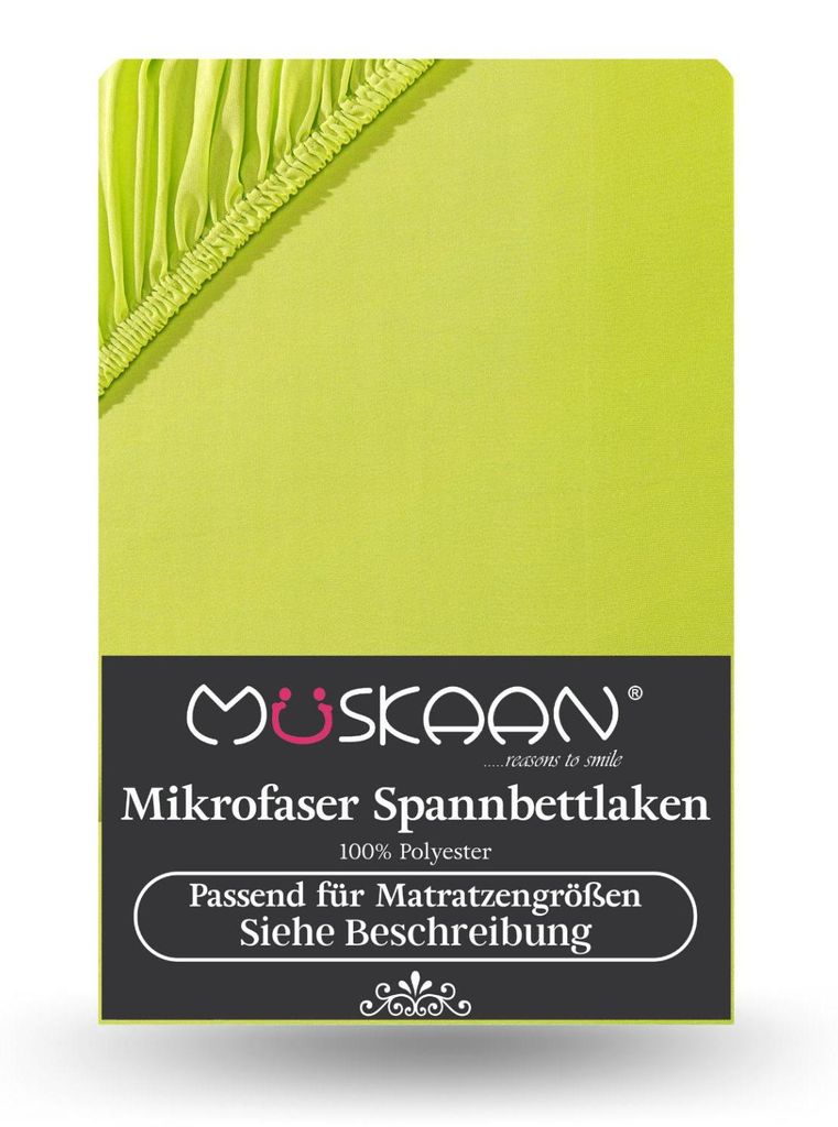 Microfaser Spannbettlaken 180x200 cm - 200x200 cm Apfelgrün Produktbild 