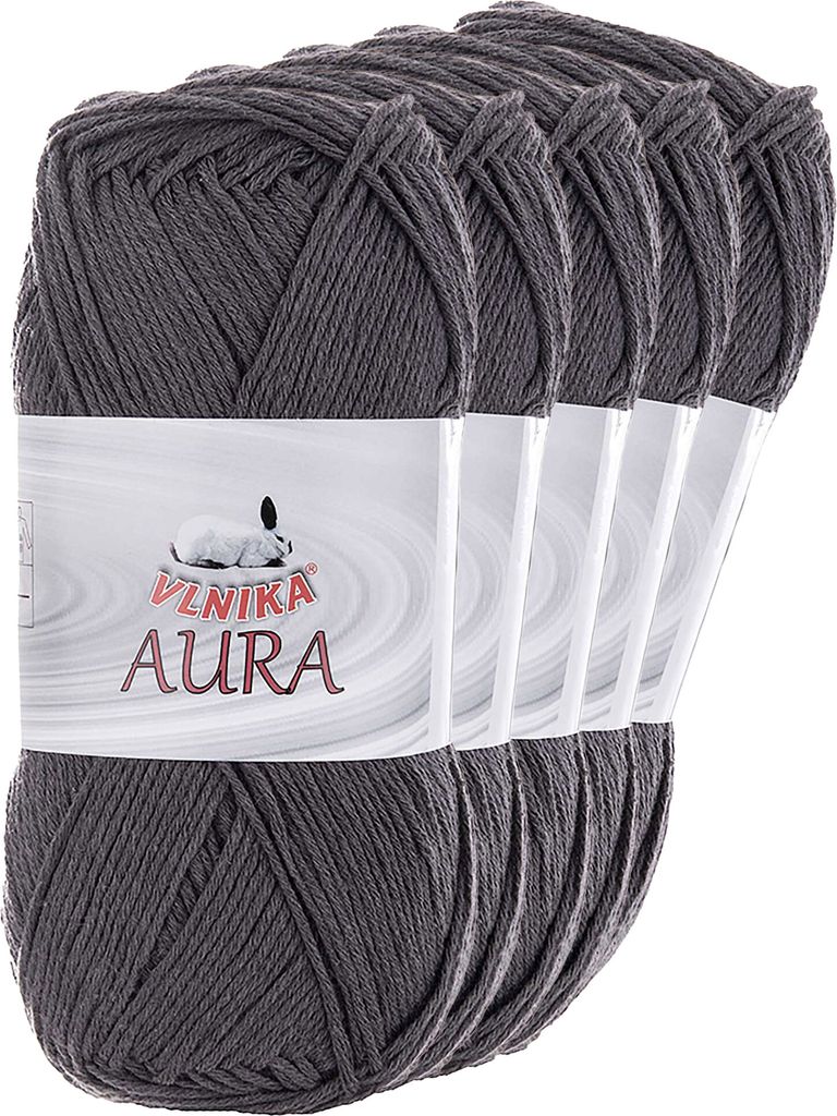 5 x 100g Aura Baumwoll-Leinen-Garn Strickgarn Häkelgarn Farbwahl