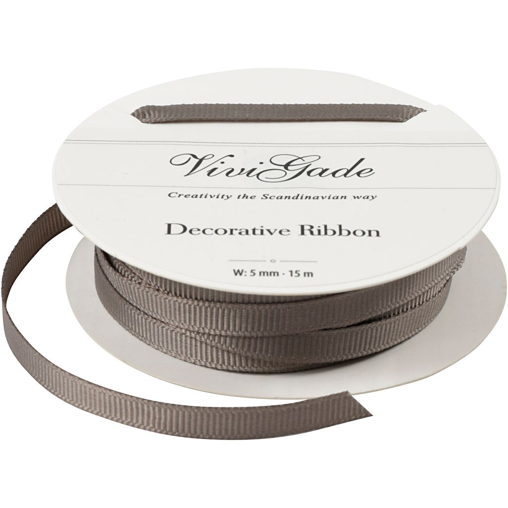 Vivi Gade Vivi Gade Ripsband 5 mm 15 m Grau