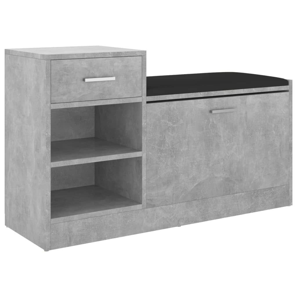 vidaXL Schuhbank Betongrau 94,5x31x57 cm Holzwerkstoff Produktbild 
