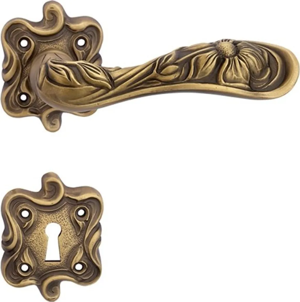 Poignée de porte laiton patiné durable contre l'usure style baroque