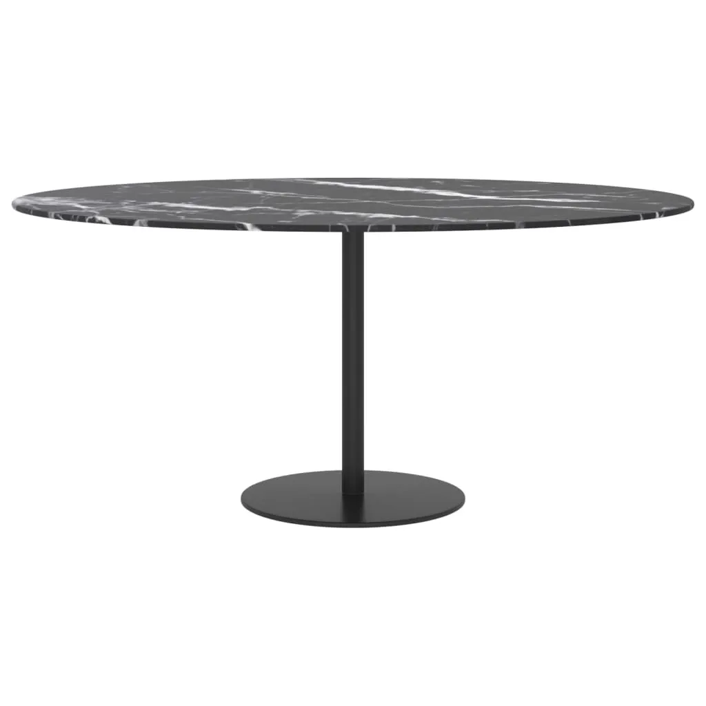 Top Rotondo Vetro Nero Marmo Ø90x1 cm - Design Contemporaneo