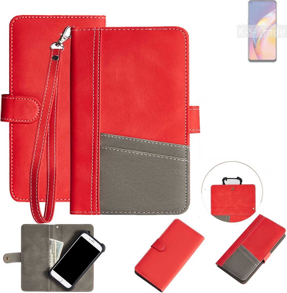 K-S-Trade Handy Schutzhülle für Oppo A94 Hülle Portemonnee Brieftasche Klapphülle Kartenfächer Flip Wallet Case Etui