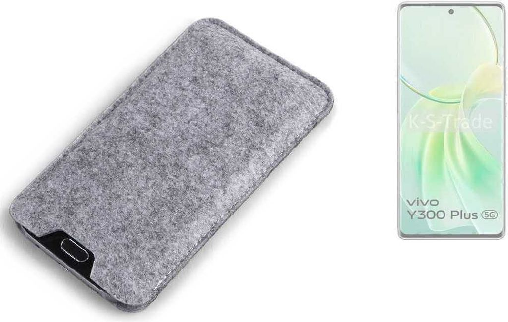 K-S-Trade Filz Handyhülle kompatibel mit Vivo Y300 Plus 5G Schutzhülle Filztasche Filz Tasche Case Sleeve Handy Hülle Filzhülle grau
