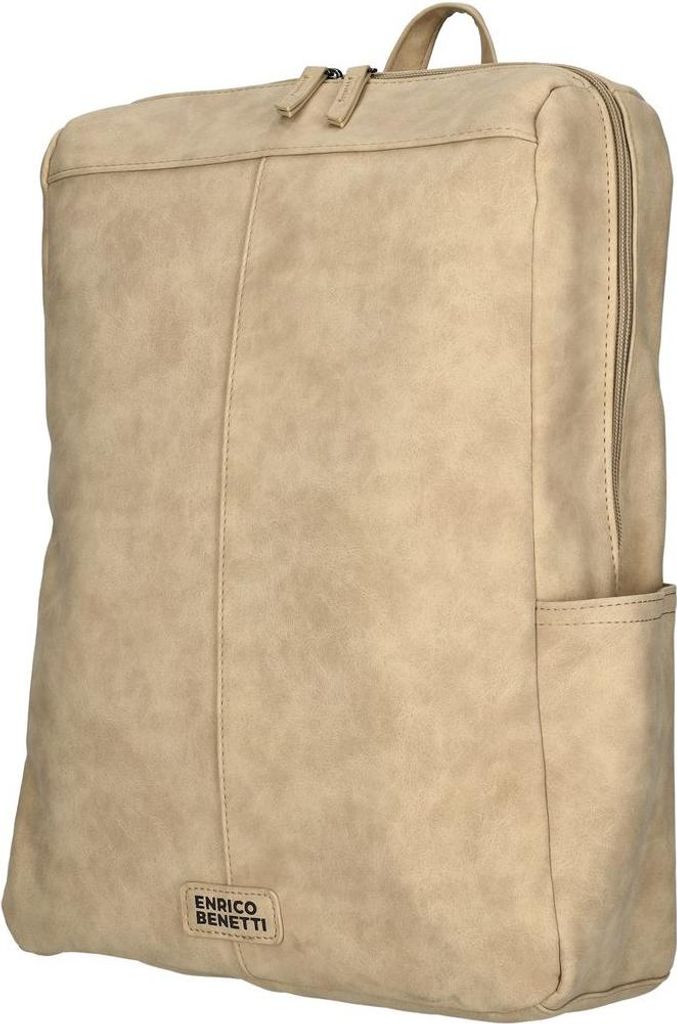 Damen Herren Überschlag Rucksack Plane Tasche Fahrradrucksack Kurier leder Optik Rollup Bag Taupe