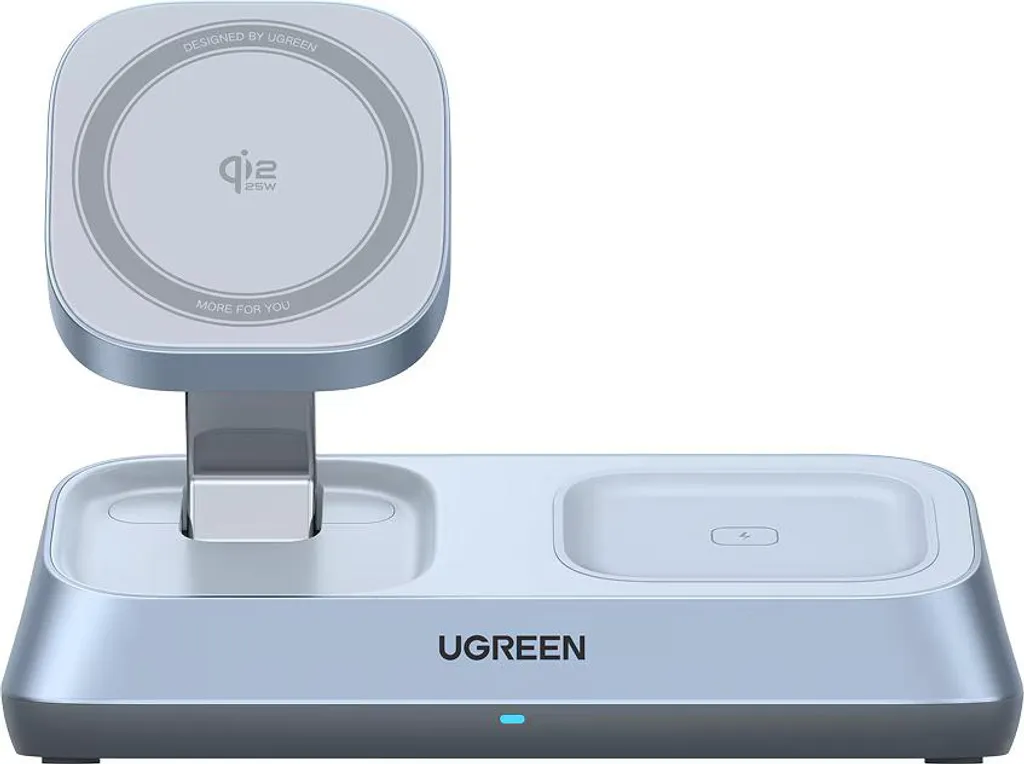 Station de Charge Magnétique 3-en-1 Qi2 25W Ugreen pour iPhone Bleu