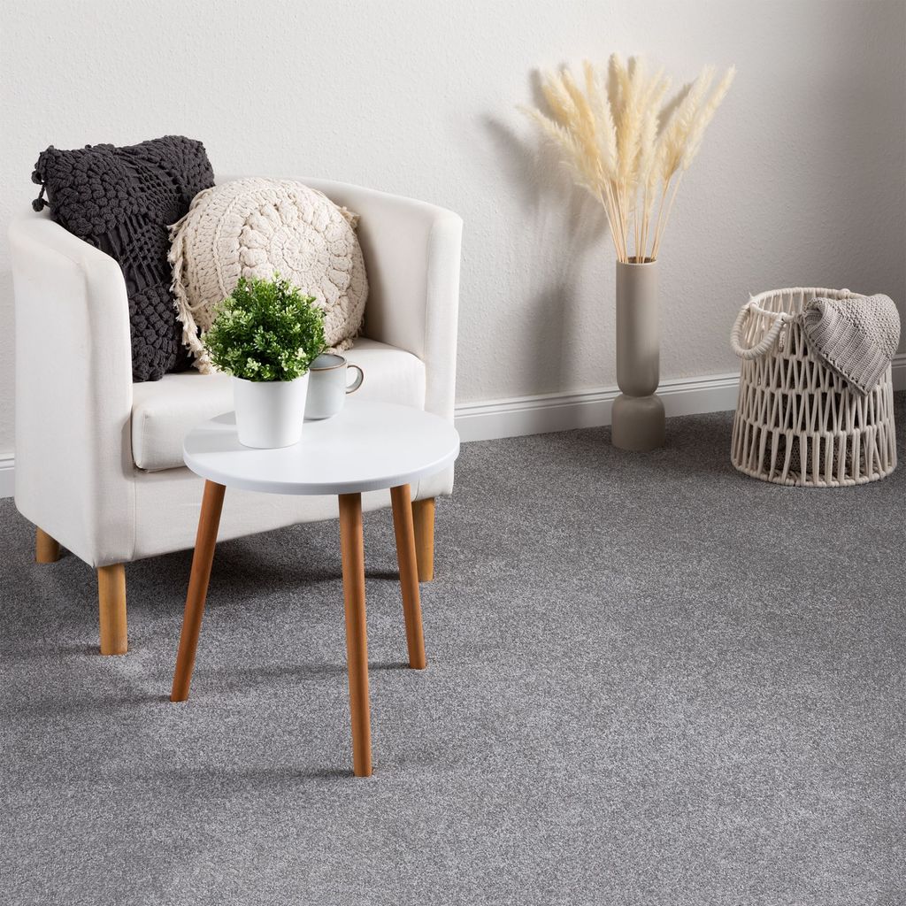 Steffensmeier Teppichboden Pisa Meterware | Auslegware für Kinderzimmer Wohnzimmer Schlafzimmer | Grau, Größe: 500x1000 cm