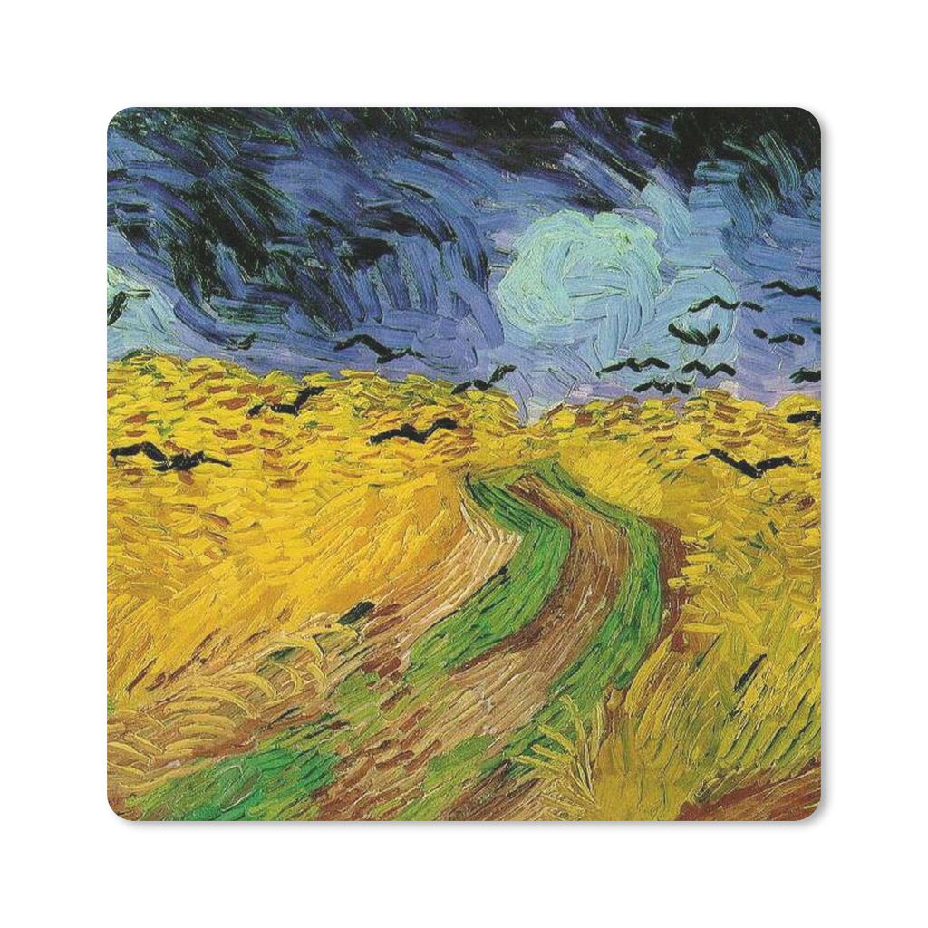 MuchoWow Mauspad Mousepad Weizenfeld mit Krähen - Vincent van Gogh 30x30 cm - Mousepads - Maus Mat - Pad - Mausunterlage - Gaming