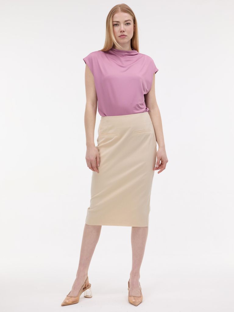 Orsay Damen-Bleistiftrock in Creme mit Streifen 42