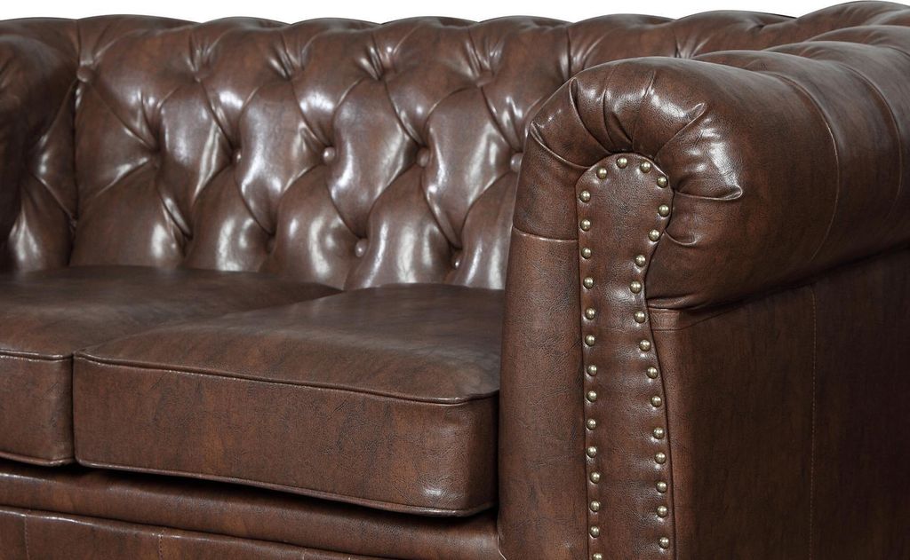 Ledersofa Couch Sofagarnitur Set 3+2 Sitzer Garnitur Design Sofa Chesterfield
