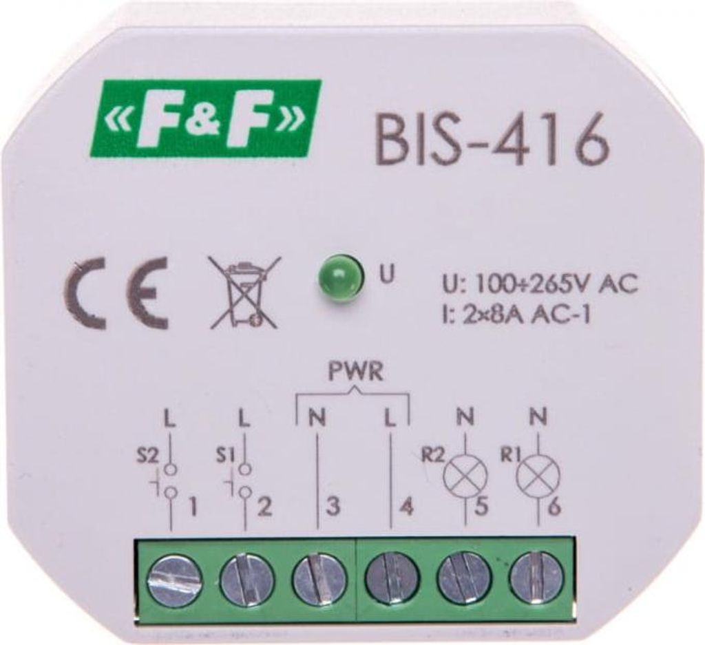 Zweikanaliges Stromstoßrelais 8A 2Z 230V AC BIS-416 Produktbild 