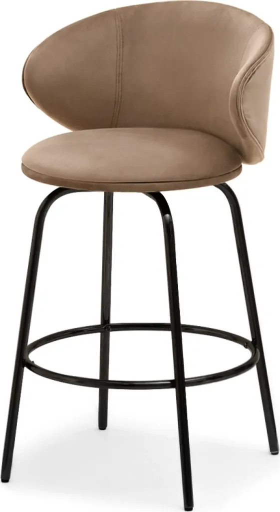 Tabouret de bar rembourré MAGELA beige et noir - Assise confort design