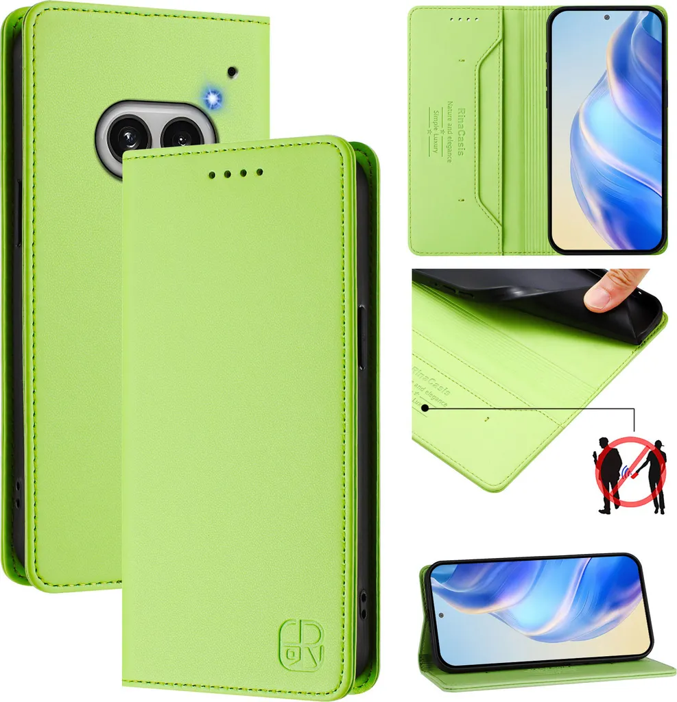 Wallet Case Nothing Phone 2a Verde | Protezione RFID e Funzione Stand