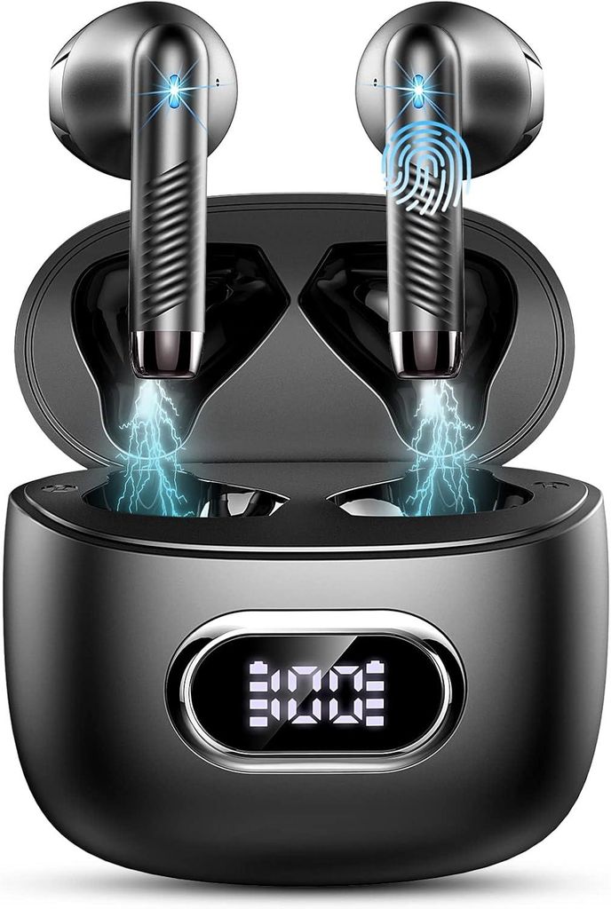 Kabellose Bluetooth 5.3 Kopfhörer In-Ear mit CVC 8.0 Noise Cancelling, 42h Akku, LED Display, IP7 wasserdicht, USB-C Schnellladung