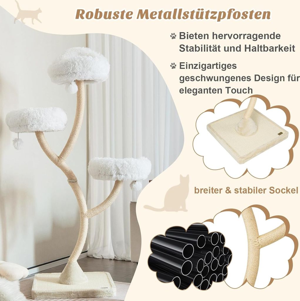 COSTWAY Kratzbaum, 178 cm Katzenbaum mit Sisal-Kratzsäulen, Produktbild 6