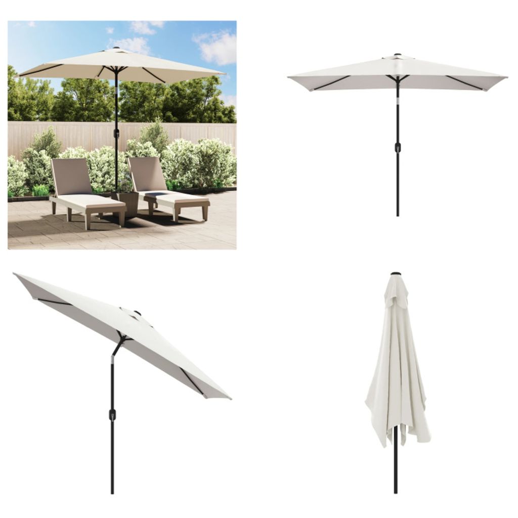 vidaXL Sonnenschirm 200 x 300 cm Sandweiß rechteckig - Sonnenschirme - Sonnenschirm - Strandschirm - Sonnenschutz
