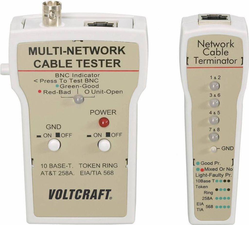 Kabeltester CT-1 VOLTCRAFT CT-1 Geeignet für RJ-45, BNC