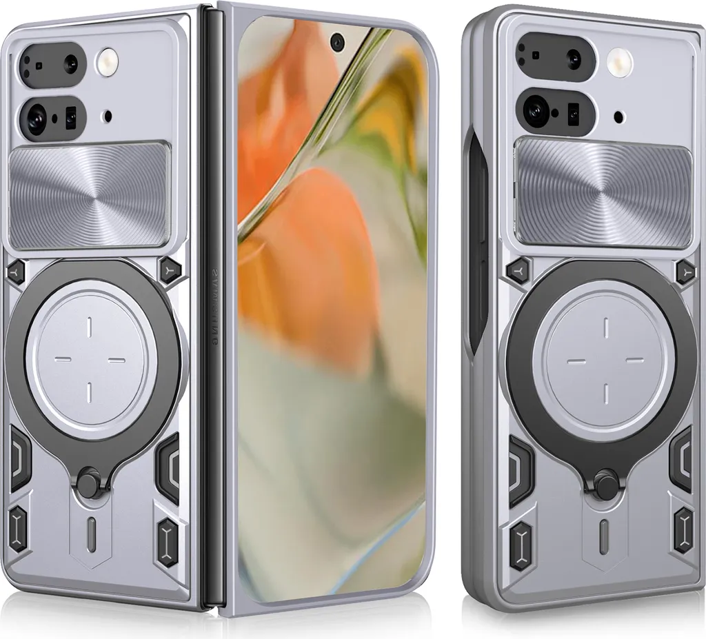 Custodia Elegante Argento Pixel 9 Pro: Ring Stand e Protezione Lenti