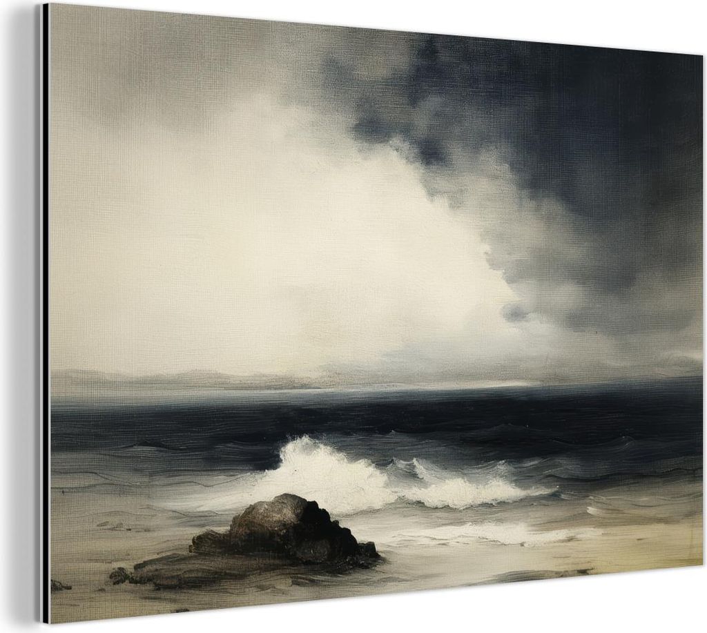 MuchoWow Wanddekoration Metall Metallbild Wandkunst 150x100 cm Meer - Felsen - Sturm MuchoWow Aluminium Gemälde - Alu Dibond Bild