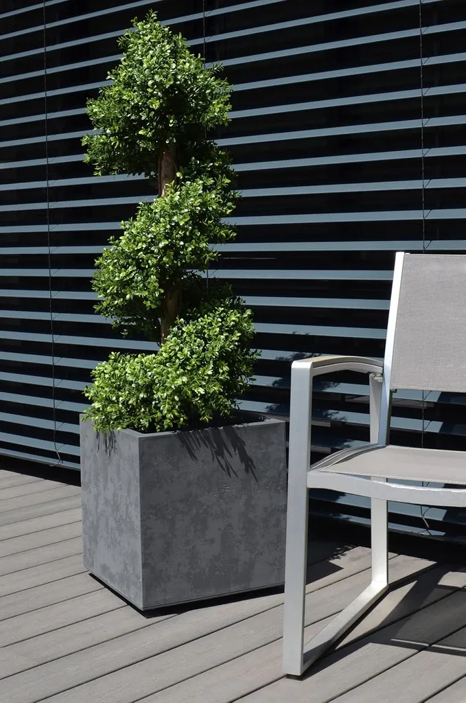 Pot de fleurs carré 40 cm Basalt 31L Anthracite - Double paroi robuste