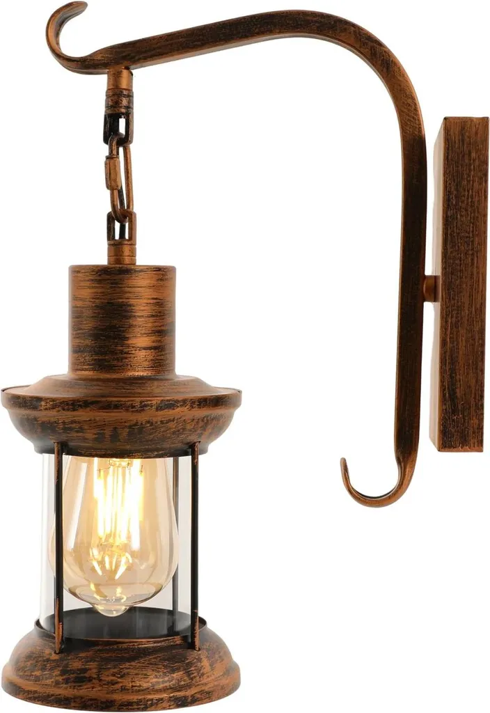Applique industrielle bronze avec abat-jour verre transparent culot E27 220V