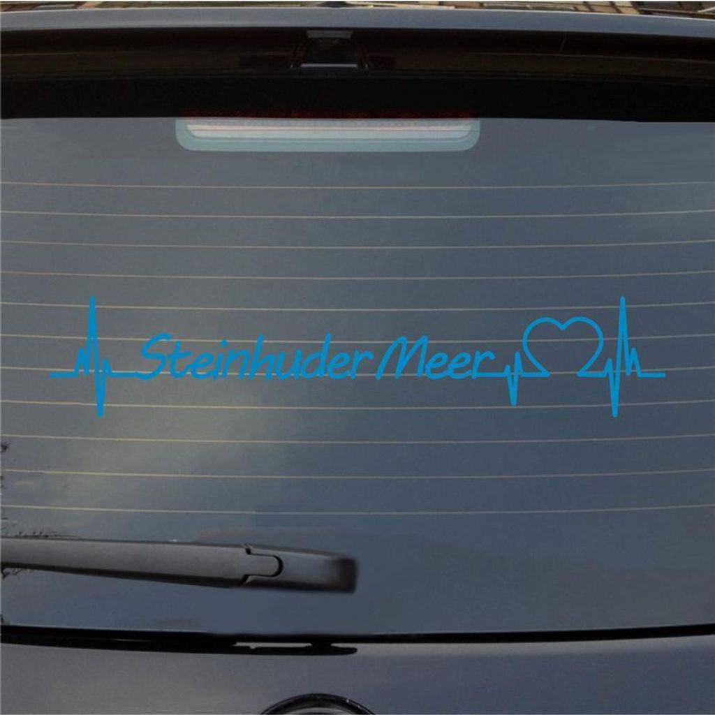Heckscheibenaufkleber Steinhuder Meer Herzschlag Puls See Sea Liebe 55x11 cm Hellblau Auto Aufkleber Sticker