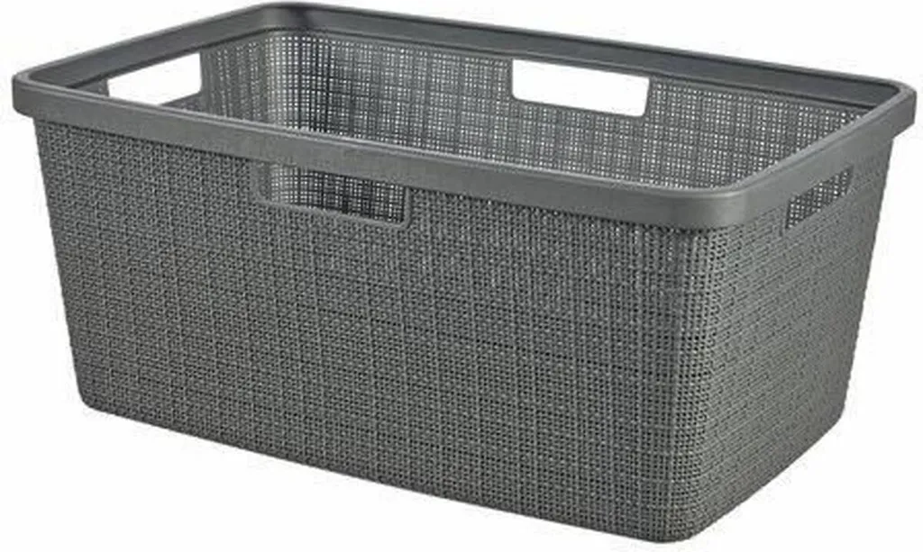 Panier Curver Jute Gris Foncé Aspect Tissage Naturel en Plastique Dur