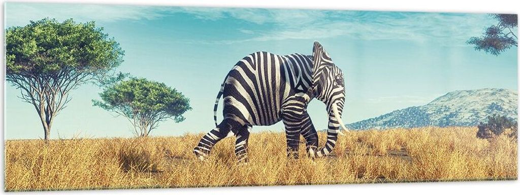Bilder auf glas - Einteilig - Surreal Elefant Rippen - 160x50cm - Glasbilder - Wandbilder - Bilder - zum Aufhängen bereit - Wanddekoration aus Gla...