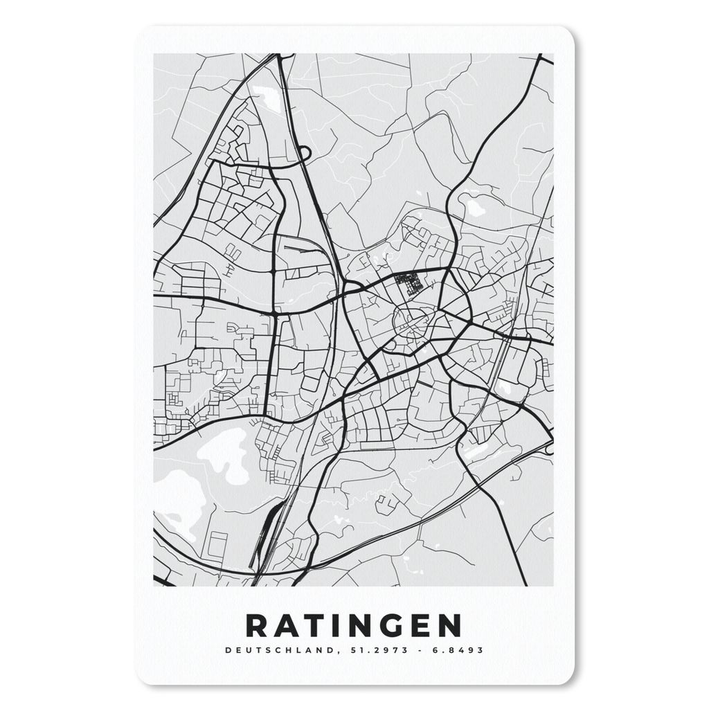MuchoWow Mauspad Mousepad Ratingen - Karte - Stadtplan - Deutschland - Karte 40x60 cm - Mousepads - Maus Mat - Pad - Mausunterlage - Schreibtisch...