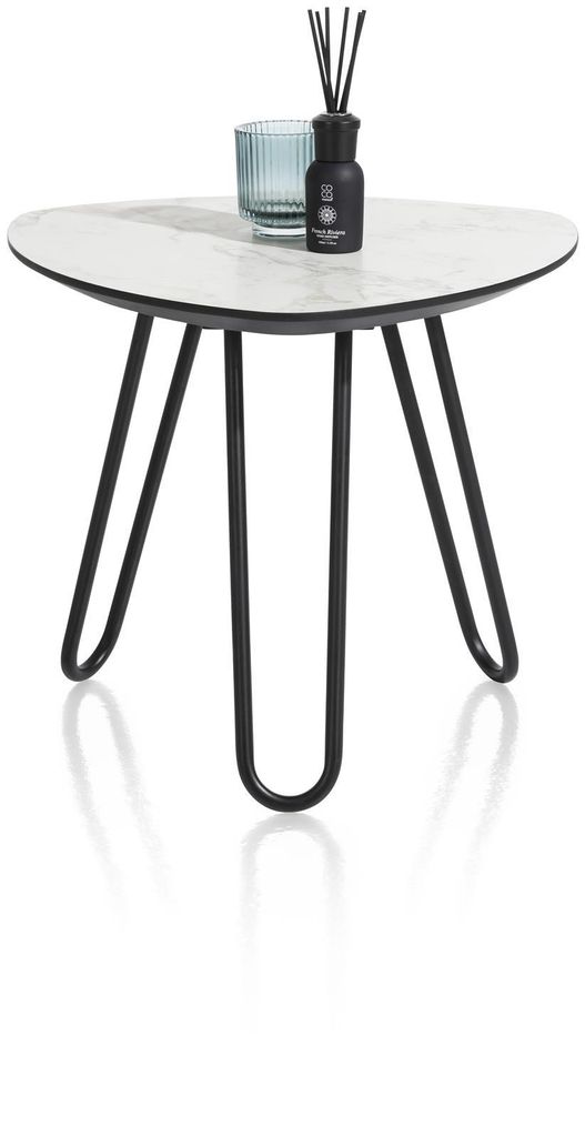 Couchtisch Masura 53 x 46 x 54 cm XOOON HPL Eiche Naturfarben Marmoroptik