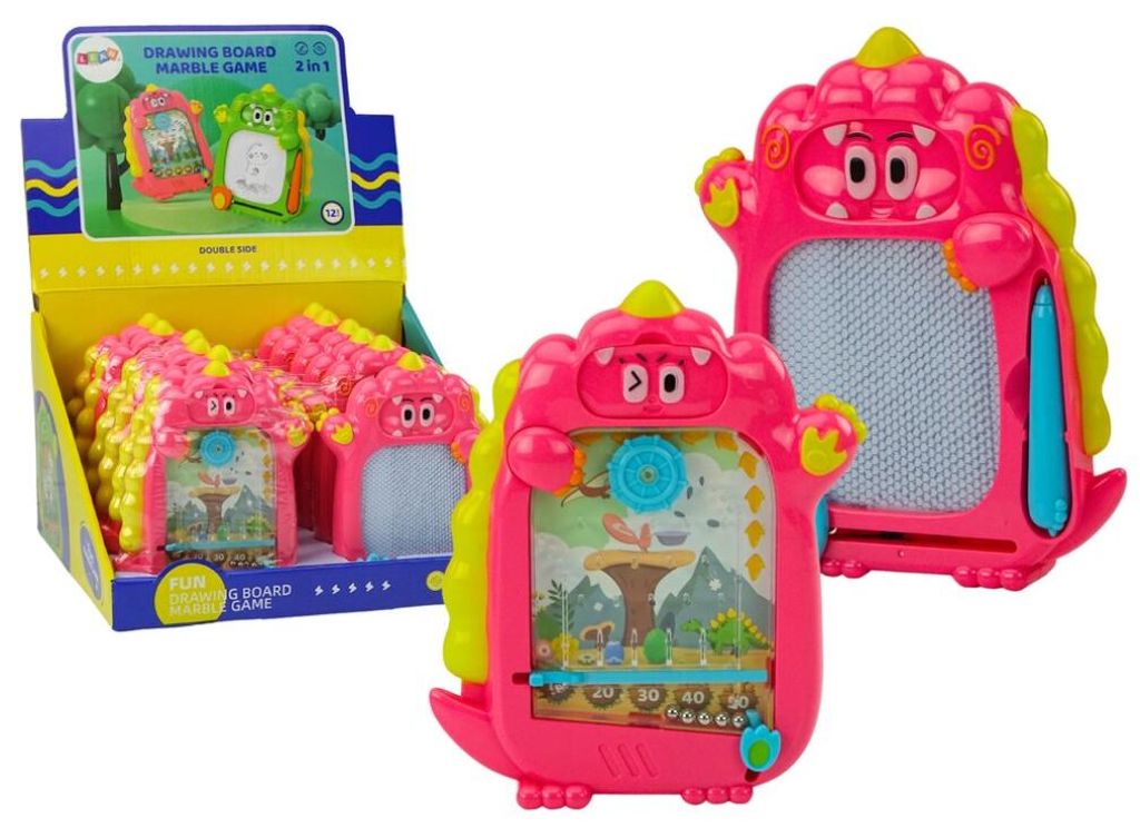 Leantoys Zeichenbrett-Taschenspiel 2in1 Pink Dinosaur