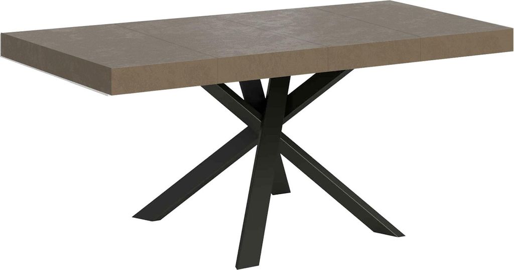 Clerk Premium 90/194x90 cm Ausziehtisch in Taubengrau mit anthrazitfarbenen Beinen