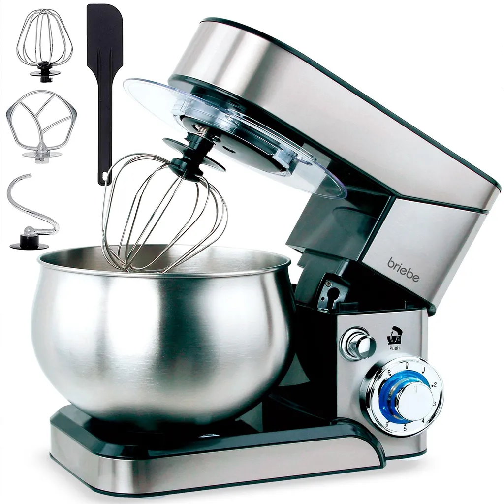 Briebe KM1114 Robot de Cuisine Pâtissier, Bol 5L Inox et 6 Vitesses