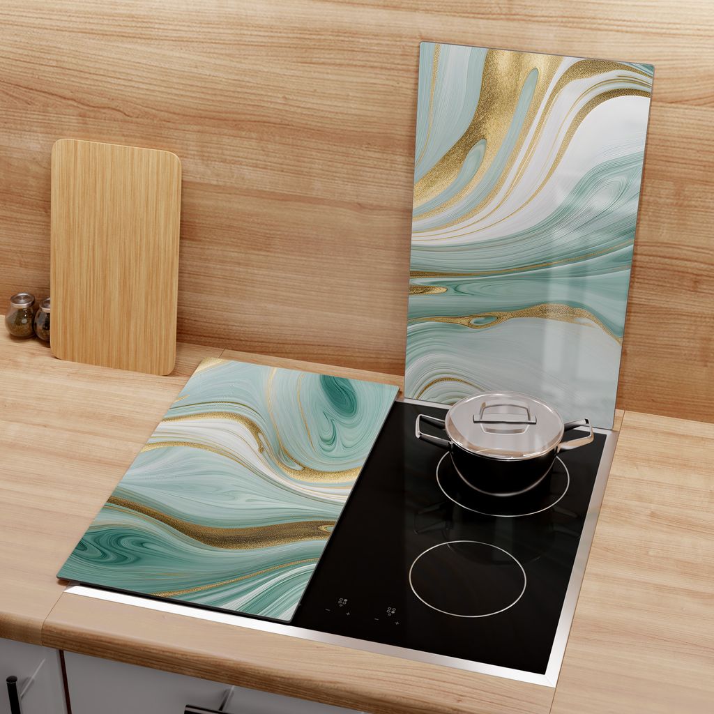 DEQORI Herdabdeckplatte Glas - Motiv Athener Akropolis 60x52cm